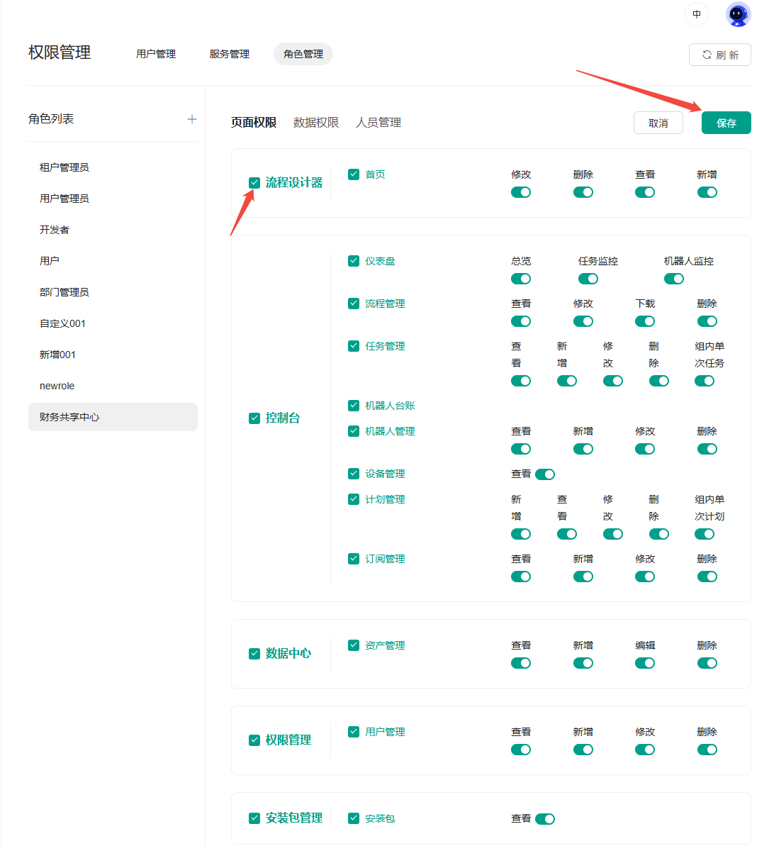 页面权限配置